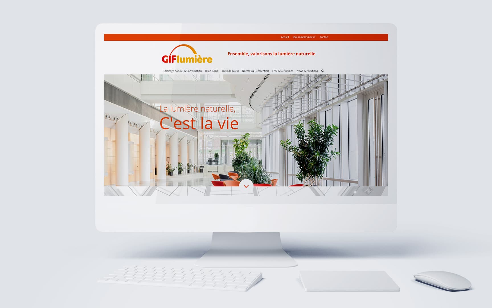 Création et développement du site internet la campagne BtoB de promotion de la lumière et de l’éclairage zénithal, Gif lumière, réalisation par l'agence de communication et de création Siouxe, à Paris.