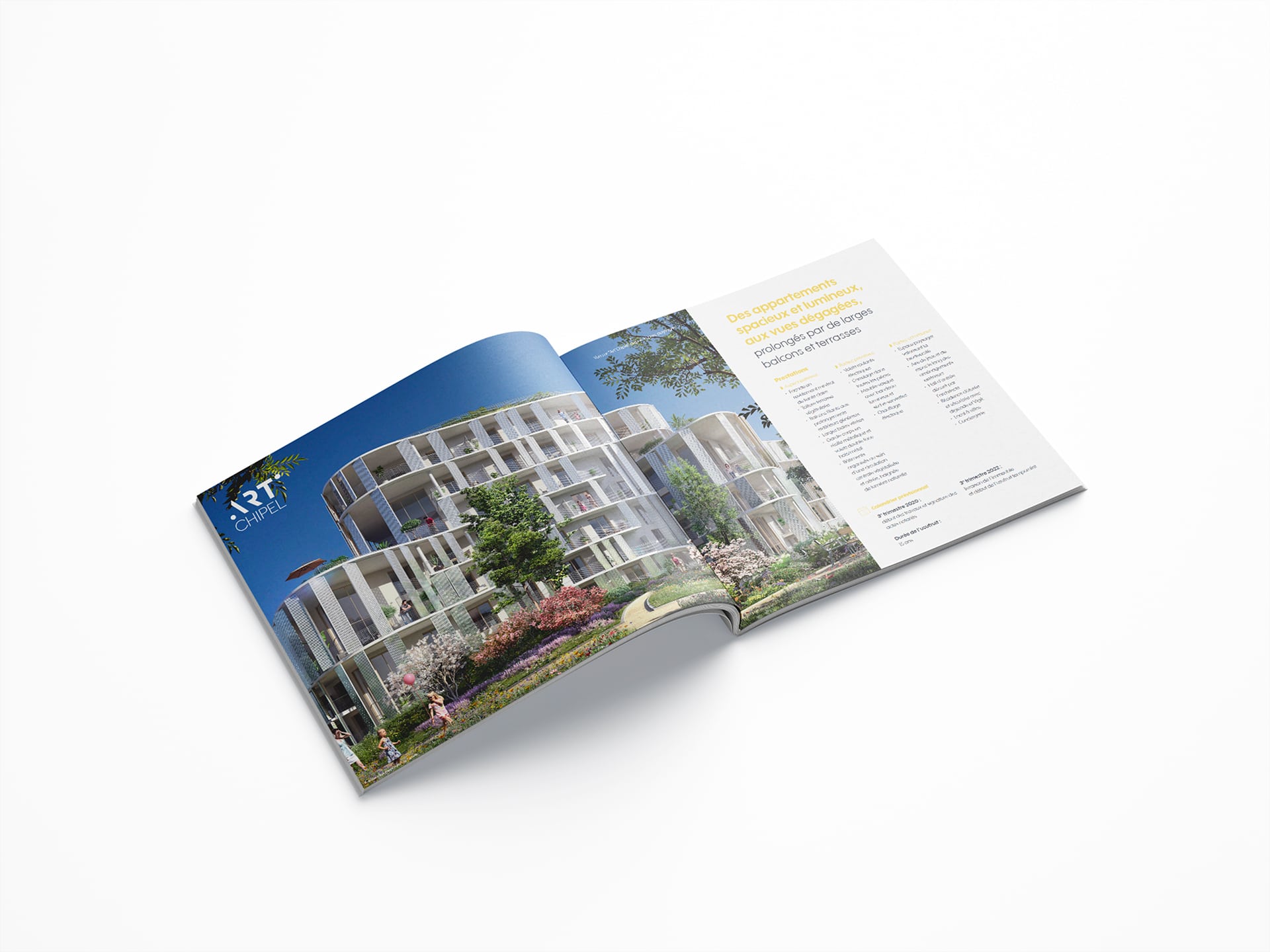 Il y a une brochure commerciale de Marseille pour un programme immobilier, réalisée par l'agence de communication print et digital Siouxe à Paris, pour Perl.