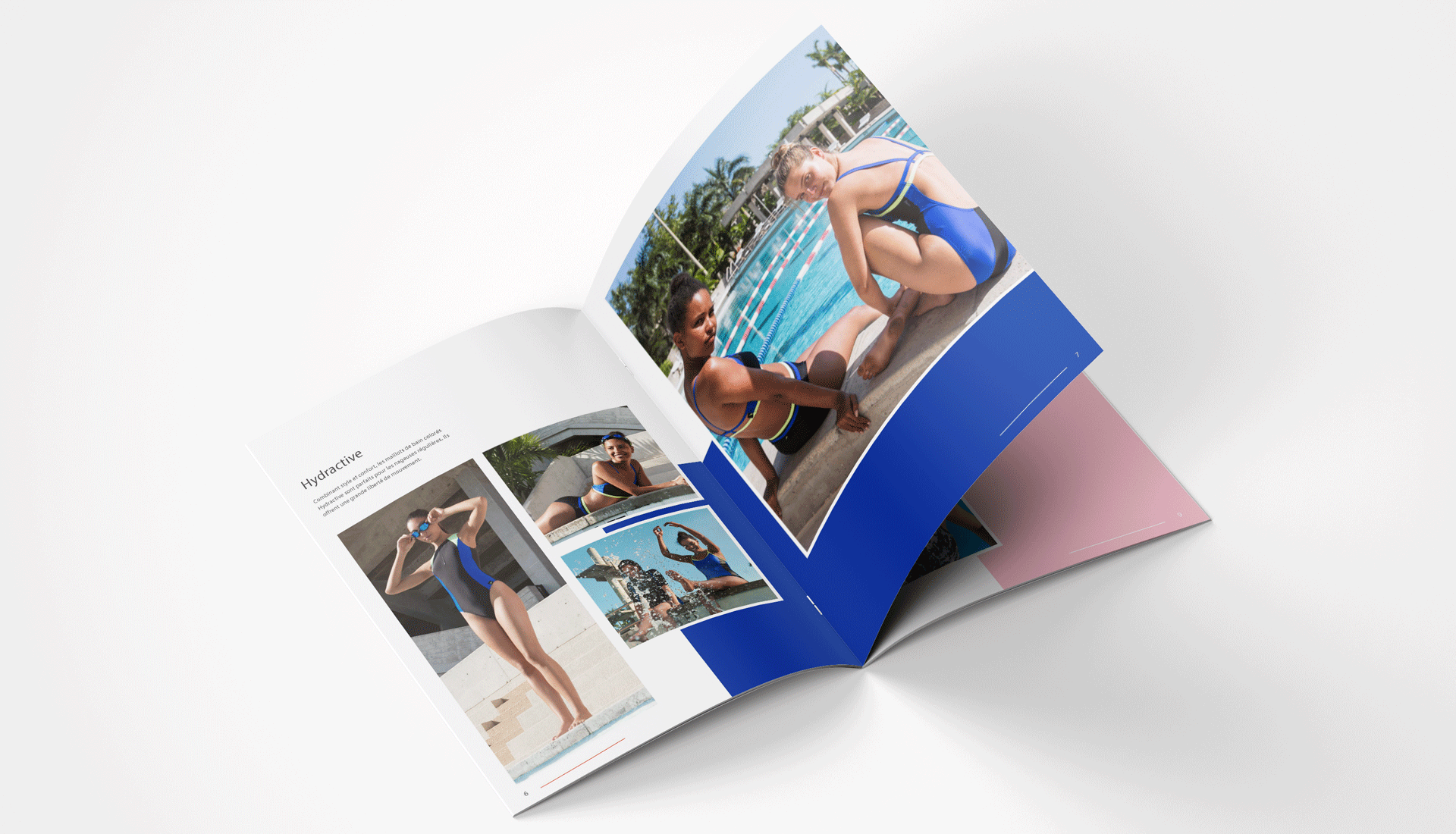 Création du lookbook, maillots de bain de la marque Anglaise Speedo. Support réalisé par l’agence de communication print et digitale Siouxe, à Paris
